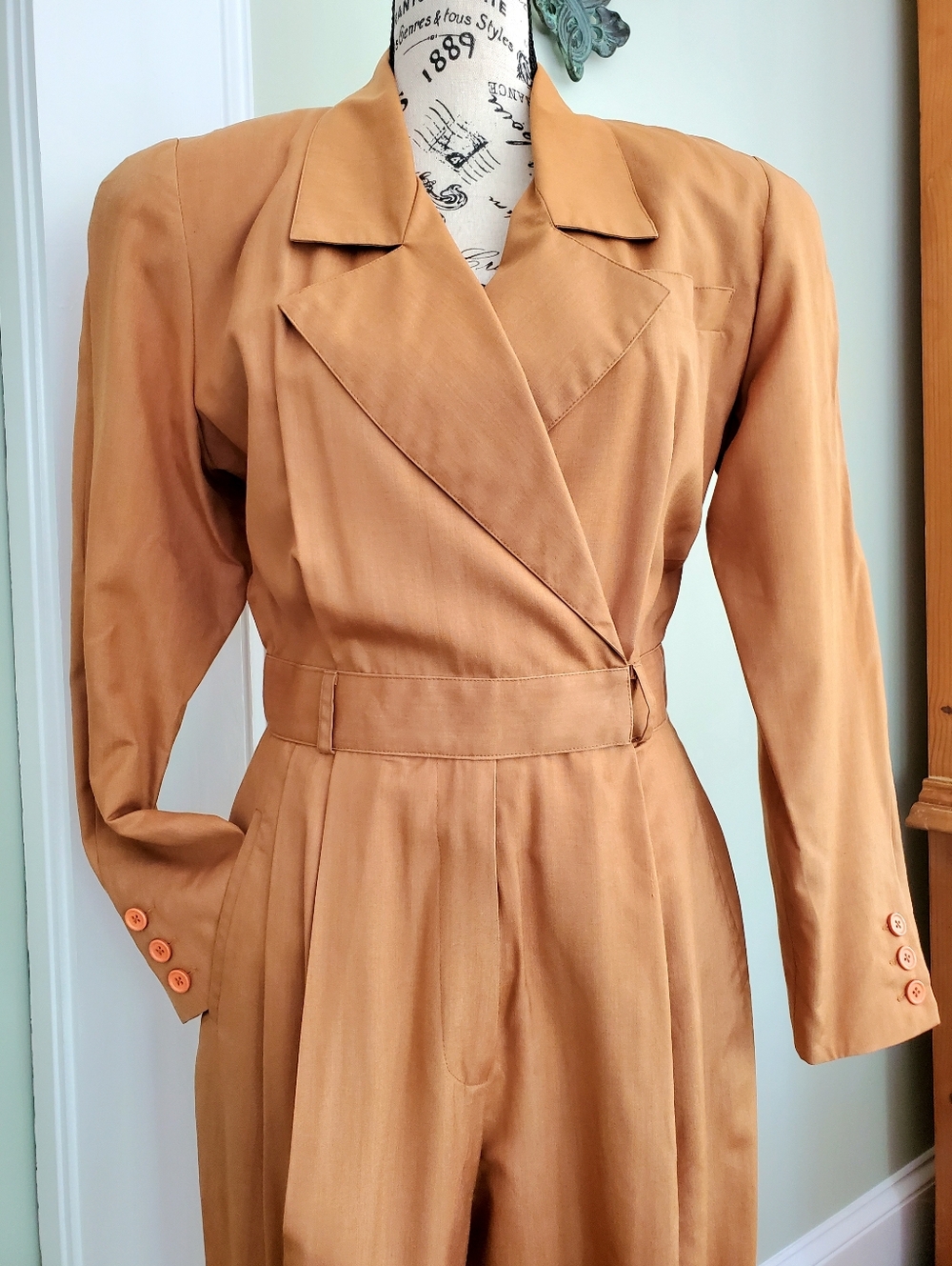 📣FLASH SALE!📣 Vintage Pia Rucci 100% Silk Tailored Power Jumpsuit 80s 90s - Picture 2 of 15
